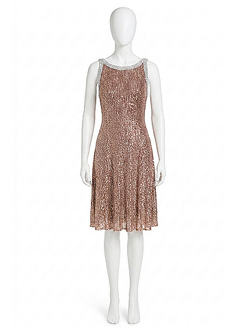 Mac Duggal Sequin Beaded Trim Sleeveless Dress in Rose Gold (view 1)
