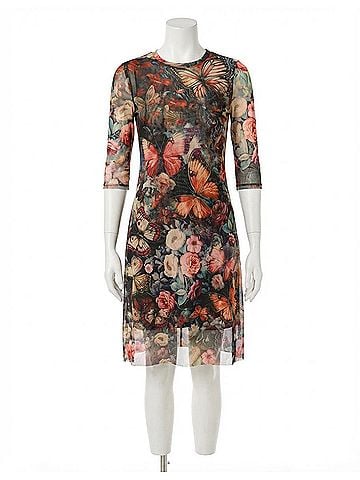 Johnny Was 3/4 Sleeve Mesh Midi Dress in Teyros Scarf (view 1)