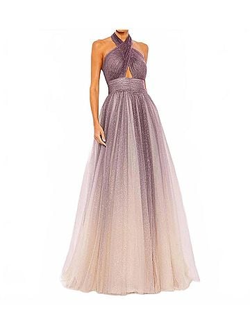 Mac Duggal Glitter Halter Ballgown Gown in Charcoal Ombre (view 2)