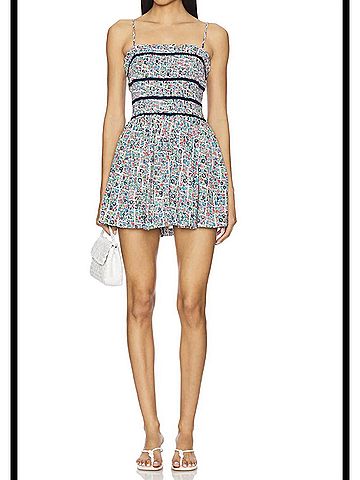 Free People Bali Checked Out Sundress in Multi Blue (view 2)