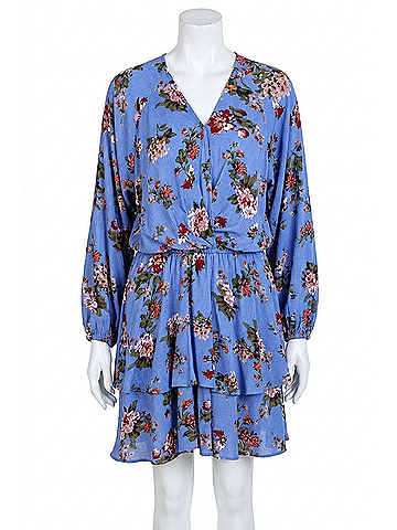 Umgee Floral Tiered Ruffle Hem Dress in Peri (view 1)