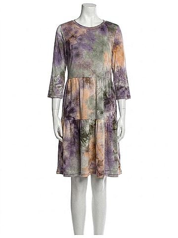Umgee Marbled Tie Dye Knit Dress in Purple & Orange (view 1)