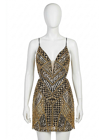 Rachel Allan The Ria Dress: Short Formal Dress in Black/Gold (view 1)