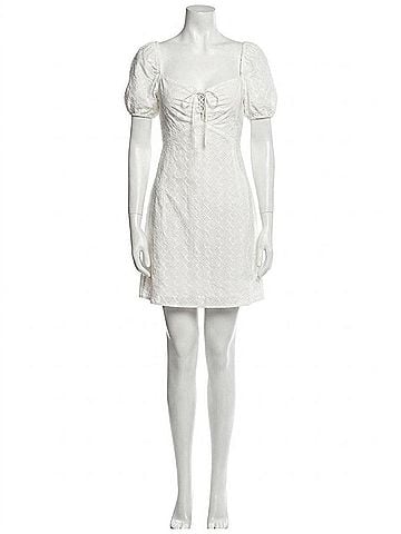Steve Madden Puff Sleeve Eyelet Violeta Dress in White (view 1)
