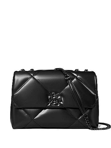 Tory Burch Kira Quilted Leather Shoulder Bag in Powder-Coated Black (view 1)