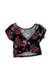 Ambiance Apparel Floral Black Pink Green Short Sleeve Blouse Size XXS - photo 1