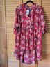 Torrid 100% Polyester Floral Red Pink Blue Casual Dress Size 1X - photo 3