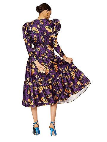 DELFI COLLECTIVE DELFI Collective purple Taylor puff sleeve  Cocktail Dress (view 2)