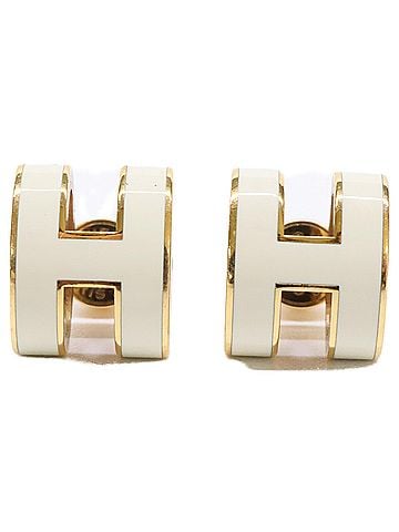 Hermès HERMES Pop H Earrings, White Gold, Women's (view 1)
