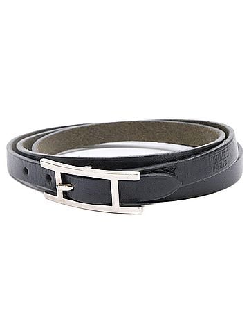 Hermès HERMES Hermes Be Api Triple Strand Leather Bracelet Black Women's (view 1)