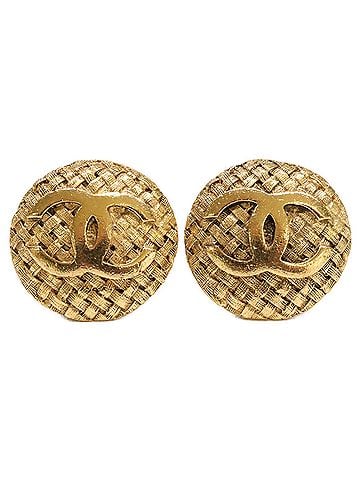Chanel CHANEL 2912 Coco Mark Circle Earrings, Gold, Women's (view 1)