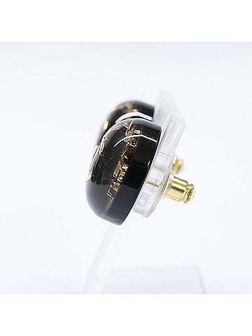 Chanel CHANEL D22A Coco Mark Resin Metal Earrings, Black Gold, Women's (view 2)