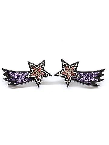 Chanel CHANEL 17K Rhinestone Coco Mark Shooting Star Earrings (Pink, Purple, Black) - Women's (view 1)