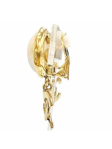 Chanel CHANEL Vintage 94A Coco Mark Faux Pearl Swing Earrings (Pair) Gold Made in France Women's (view 2)