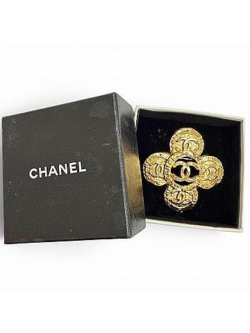 Chanel CHANEL Vintage 28 Coco Mark Flower Motif Brooch, Gold, Made in France, Women's, Highly Recommended ? (view 2)