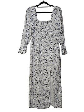 House of Harlow 1960 Blue Floral  Linen Blend Smocked  Casual Dress (view 2)