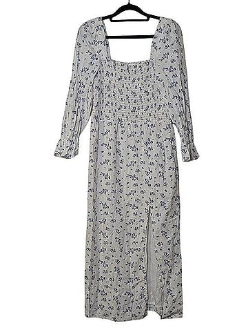 House of Harlow 1960 Blue Floral  Linen Blend Smocked  Casual Dress (view 2)