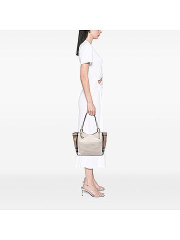 Burberry Small Leather and House Check Canvas Canterbury Tote (view 2)