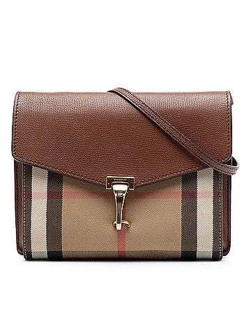 Burberry Small Leather and House Check Canvas Derby Macken Crossbody (view 1)