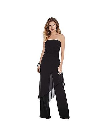 Chico's Strapless Mesh Overlay Jumpsuit Jumpsuit (view 1)