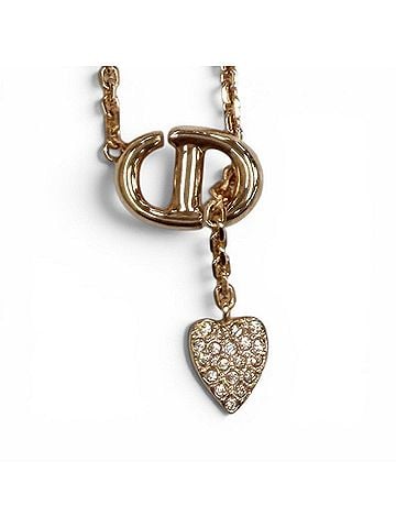 Christian Dior Christian Dior DIOR N3118WOMCY_D03S CD Navy Rhinestone Heart Necklace, Pink Gold, Women's, with Box and Dust Bag. (view 1)