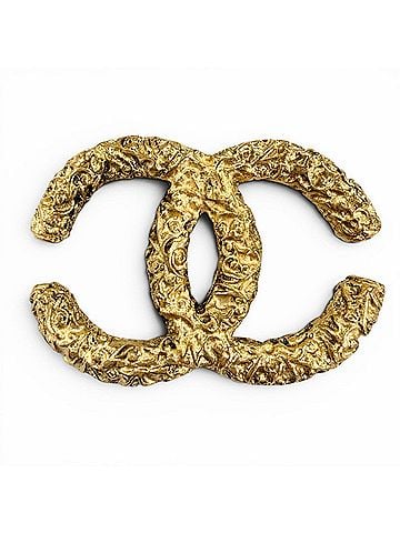 Chanel CHANEL Vintage 93A Coco Mark Lava Brooch, Gold, Made in France, Women's, with Box (view 1)