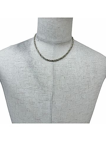 Tiffany & Co. TIFFANY&Co. Tiffany & Co. SV925 750 Twist Chain Screw Combination Necklace, Silver Gold, Total Weight 35g, Men's (view 2)