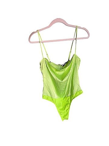 Onia x WeWoreWhat Strappy Satin Chiffon Bodysuit Sleeveless T-Shirt (view 1)