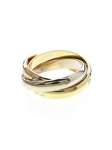 Cartier Cartier Trinity Ring With 3 Diamonds Yellow Gold (18K),Pink Gold (18K),White Gold (18K) Fashion No Stone Band Ring Gold (view 2)