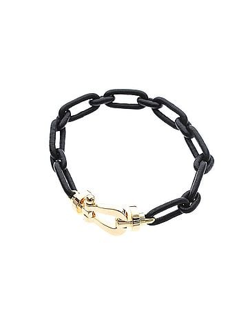 Fred Fred Force 10 LM Isetan Limited Edition Pink Gold (18K),Leather No Stone Charm Bracelet Pink Gold,Black (view 2)