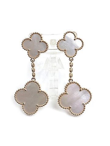 Van Cleef & Arpels Van Cleef & Arpels 18KPG Pink Gold Magic Alhambra 2-Motif Mother-of-Pearl Earrings VCARP3SJ00 14.6g Semi-Custom Made Women's (view 1)