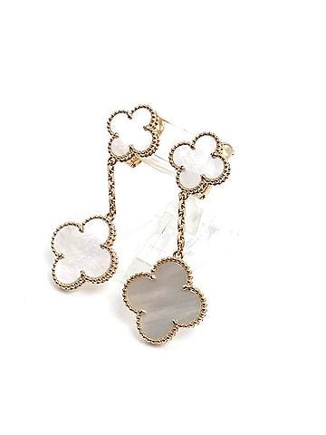 Van Cleef & Arpels Van Cleef & Arpels 18KPG Pink Gold Magic Alhambra 2-Motif Mother-of-Pearl Earrings VCARP3SJ00 14.6g Semi-Custom Made Women's (view 2)