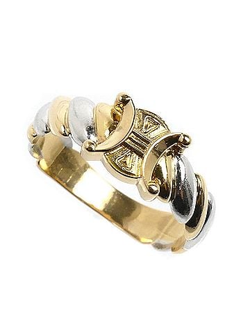 Céline CELINE (Celine) 18KYG Yellow Gold Pt900 Platinum Macadam Ring, 4.2g, Women's (view 1)