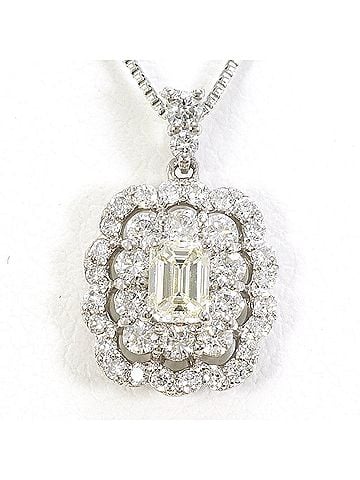 Unbranded PT900 Platinum / PT850 Necklace with Yellow Diamond 0.237 ct and 0.33 ct, Total Weight 3.0g, 45cm, Like New Condition. (view 1)