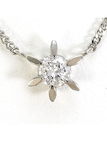 Unbranded PT850 Platinum Necklace with 0.14 ct Diamond, Total Weight 2.8g, 41cm, Like New Condition (view 1)