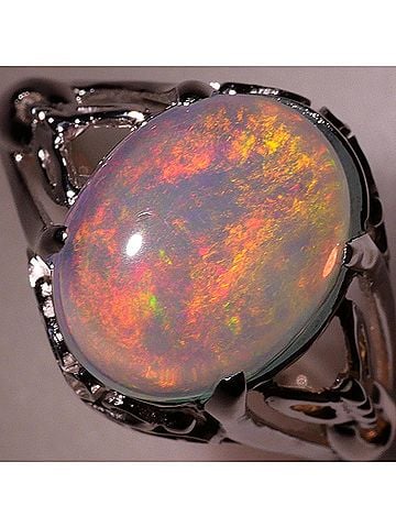 Unbranded K14 14K WG White Gold Ring with Opal, Total Weight 2.6g, Like New Condition (view 2)
