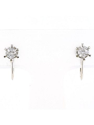 Unbranded PT900 Platinum Earrings with 0.21 ct Diamonds, Total Weight 1.6g, Like New Condition. (view 1)