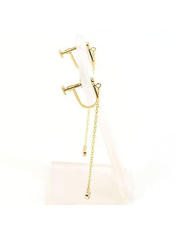 Unbranded K10 10K YG Yellow Gold Earrings with Diamonds (No carat markings), Total Weight 0.9g, Like New Condition. (view 2)
