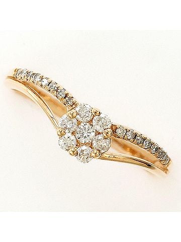 Unbranded K10 10K Pink Gold Ring, 1 Diamond, 0.23ct, Total Weight 1.3g, Like New Condition. (view 1)