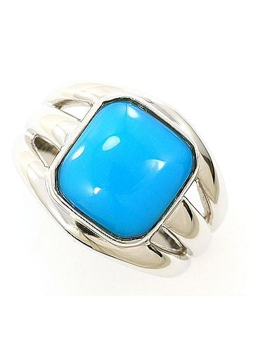 Unbranded PT900 Platinum Ring, 1 Turquoise Stone, with Certificate of Authenticity, Total Weight 14.2g, Like New Condition. (view 1)