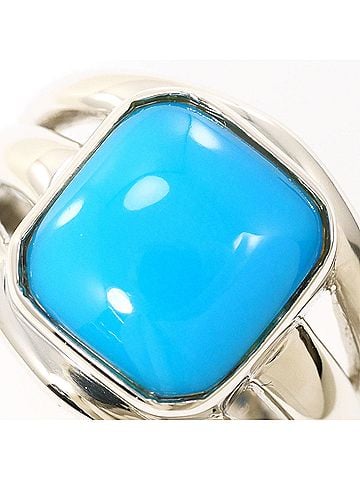 Unbranded PT900 Platinum Ring, 1 Turquoise Stone, with Certificate of Authenticity, Total Weight 14.2g, Like New Condition. (view 2)