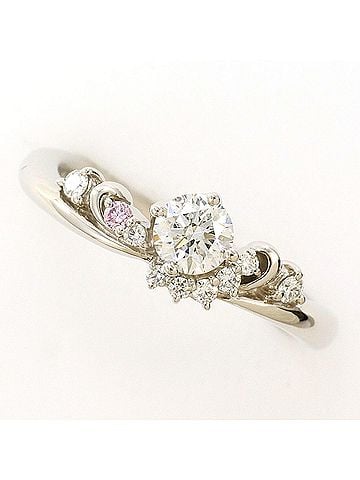 Unbranded PT900 Platinum Ring with 0.282ct Diamond and 0.06ct Pink (SI2 clarity), Certificate of Authenticity, Total Weight 4.3g, Like New Condition. (view 1)