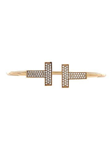Tiffany & Co. T Wire Bracelet 18K Yellow Gold with Diamonds Wide (view 1)