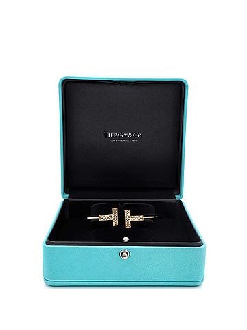 Tiffany & Co. T Wire Bracelet 18K Yellow Gold with Diamonds Wide (view 2)