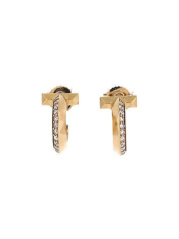 Tiffany & Co. T1 Hoop Earrings 18K Yellow Gold with Diamonds Extra Small (view 1)