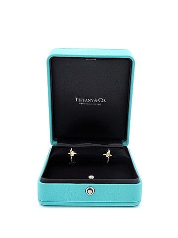 Tiffany & Co. T1 Hoop Earrings 18K Yellow Gold with Diamonds Extra Small (view 2)