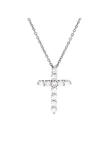 Tiffany & Co. Cross Pendant Necklace Platinum and Diamonds Small (view 1)