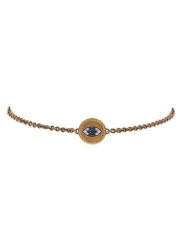 David Yurman Cable Collectibles Evil Eye Bracelet 18K Yellow Gold with Blue Sapphires, Diamonds and Black Diamonds 2mm (view 1)