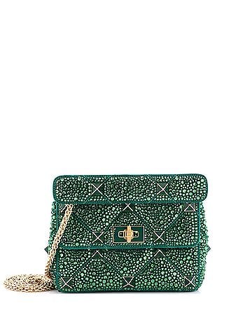 Valentino Garavani Roman Stud Flap Bag Embellished Suede Medium (view 1)