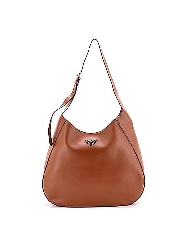 Prada Triangle Logo Curved Hobo City Calf Large (view 1)